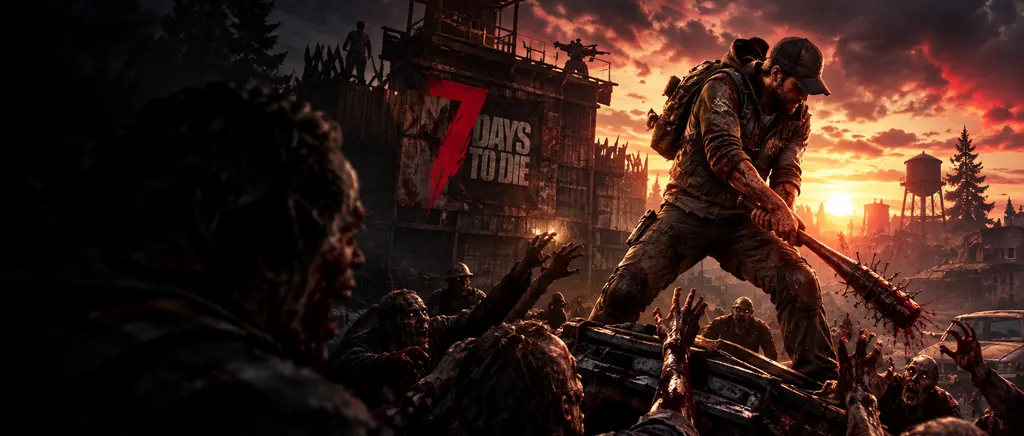 7 Days to Die Cheats — 7 Days to Die survivor fighting zombies at blood moon